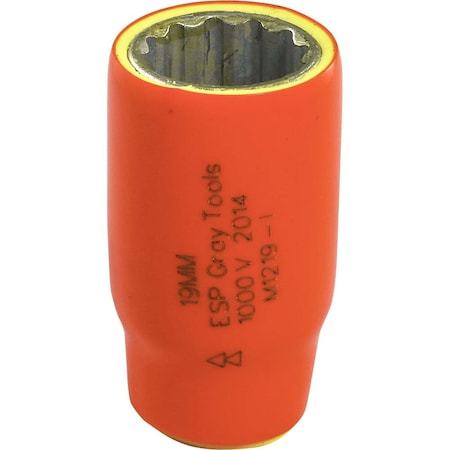 Gray Tools 19mm X 1/2" Drive, 12 Point Standard Length, 1000V Insulated M1219-I